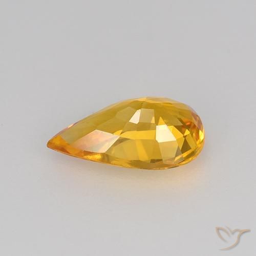 Saphir Or orange foncé naturelle En forme de poire, 0.75 ct, VVS