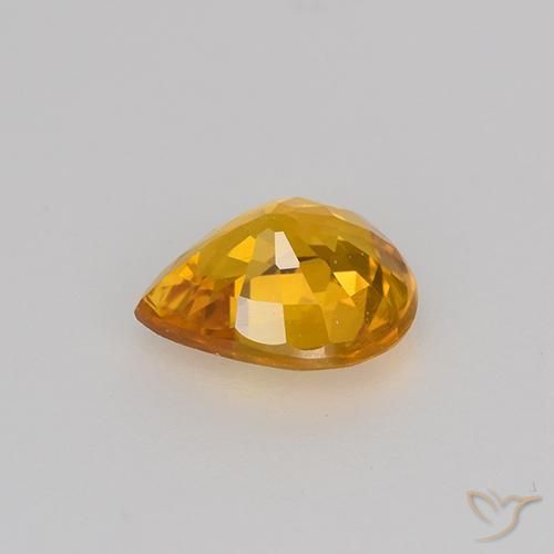 Saphir Orange doré profond naturelle En forme de poire, 0.70 ct, VVS