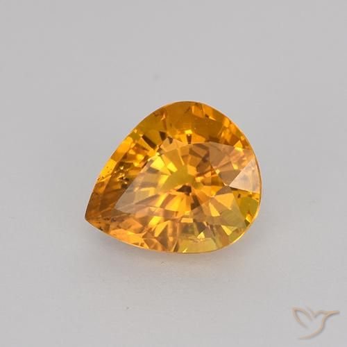 Saphir Or orange foncé naturelle En forme de poire, 0.82 ct, VVS-VS