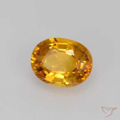 Saphir Or orange foncé naturelle ovale, 0.81 ct, VVS