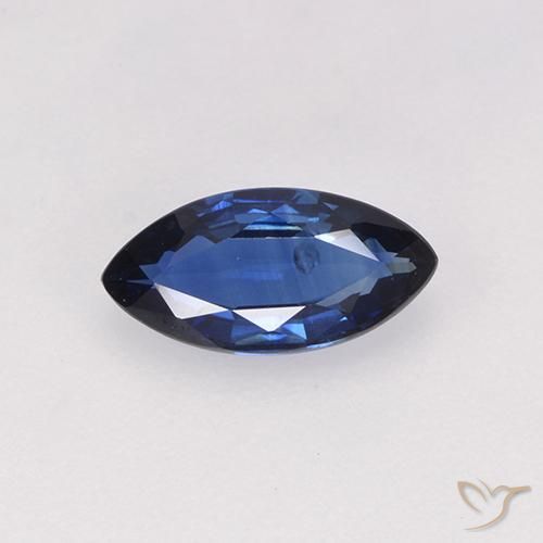 Saphir Bleu foncé naturelle Marquise, 0.65 ct, VS