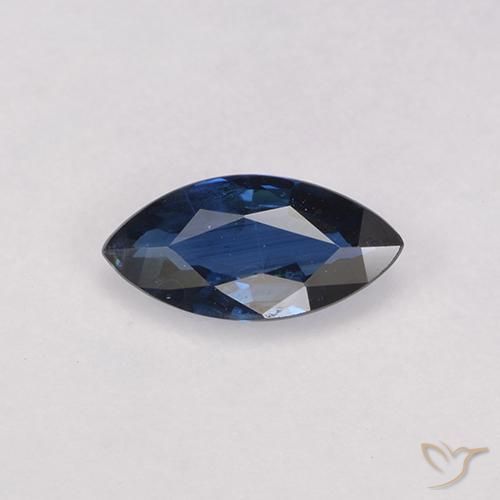 Saphir Bleu marine naturelle Marquise, 0.55 ct, VS