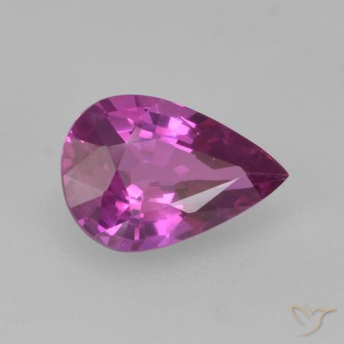 Saphir Pourpre rosâtre profond naturelle En forme de poire, 0.66 ct, VS