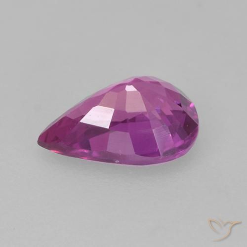 Saphir Pourpre rosâtre profond naturelle En forme de poire, 0.66 ct, VS