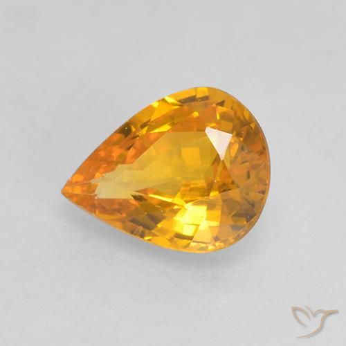 Saphir Or orange foncé naturelle En forme de poire, 0.59 ct, VS