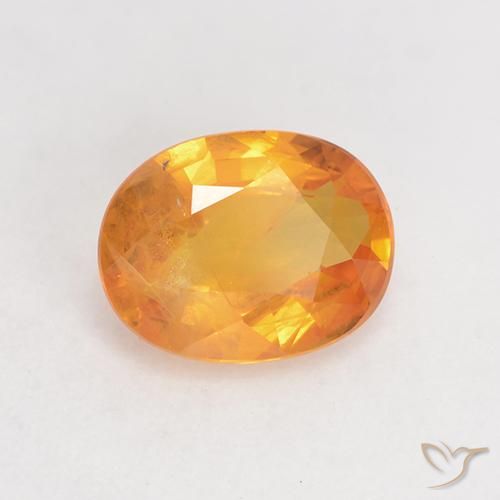 Saphir Orange moyen naturelle ovale, 1.36 ct, VS