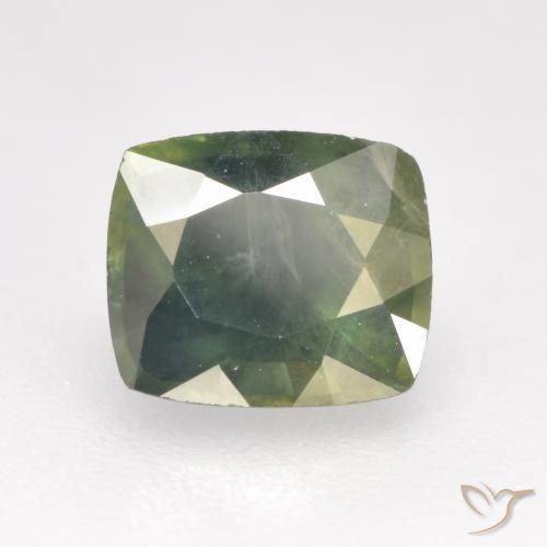 Saphir Vert sauge naturelle Coussin, 1.31 ct, VS