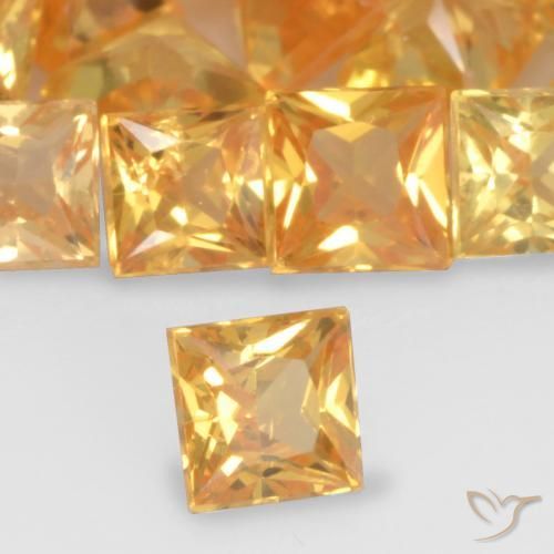 Saphir Orange moyen naturelle Carré, 0.21 ct, VS