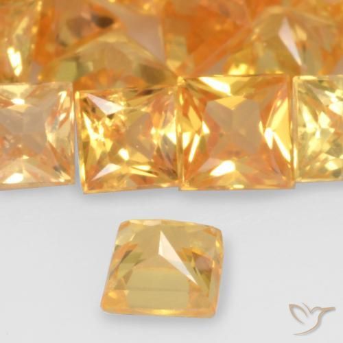 Saphir Orange moyen naturelle Carré, 0.21 ct, VS