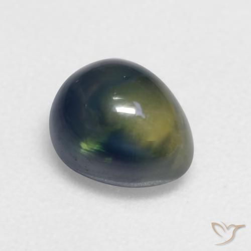 Saphir Vert foncé naturelle En forme de poire, 1.39 ct, Translucide