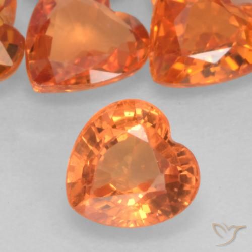 0.50ct Naturel Orange moyen Saphir, Cœur, VVS-VS