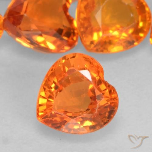 0.51ct Naturel Orange feu Saphir, Cœur, VVS-VS