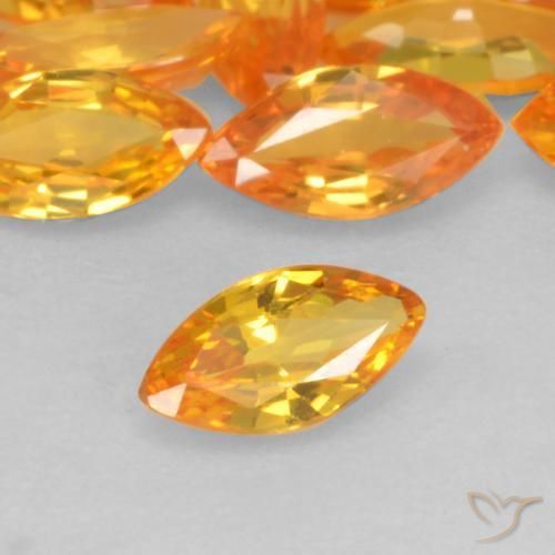 Saphir Orange vif naturelle Marquise, 0.19 ct, VVS-VS