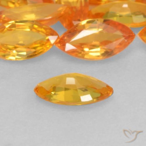 Saphir Orange vif naturelle Marquise, 0.19 ct, VVS-VS