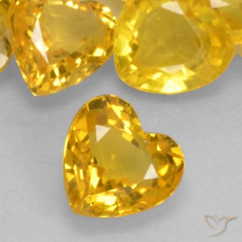 0.44ct Naturel Doré Saphir, Cœur, VVS-VS
