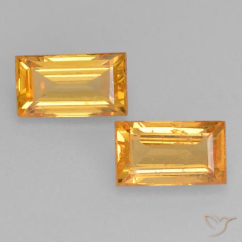 0.78ctw Naturel Orange-or Saphir, Baquette, VS
