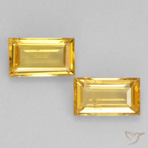 0.64ctw Naturel Doré Saphir, Baquette, VS