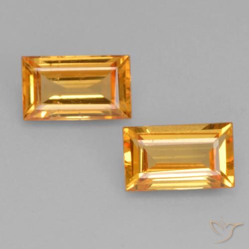0.63ctw Naturel Orange moyen Saphir, Baquette, VS, Photo A