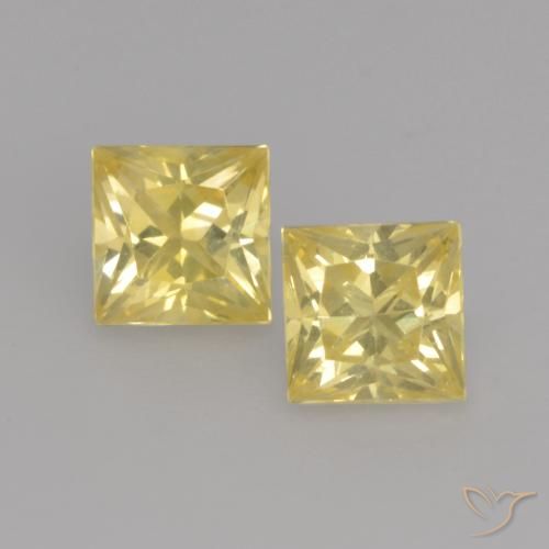 0.71ctw Naturel Jaune Toscane Saphir, Carré, VS