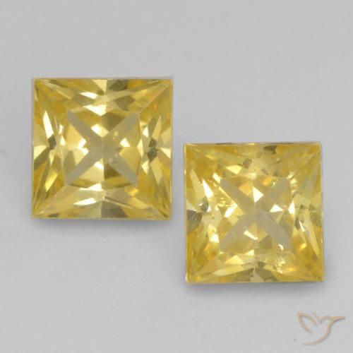 0.68ctw Naturel Jaune Toscane Saphir, Carré, VS