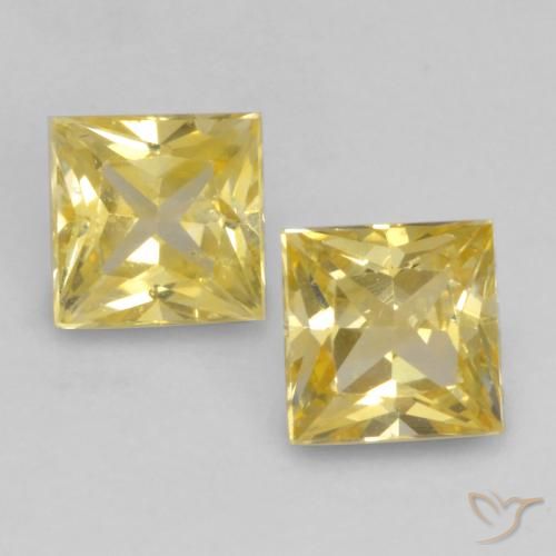 0.51ctw Naturel Jaune Toscane Saphir, Carré, VS