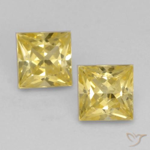 0.59ctw Naturel Jaune moyen Saphir, Carré, VS