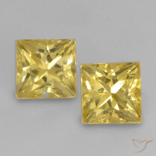 0.73ctw Naturel Jaune moyen Saphir, Carré, VS