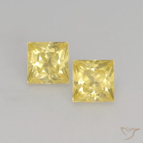 0.59ctw Naturel Jaune moyen-léger Saphir, Carré, VVS-VS