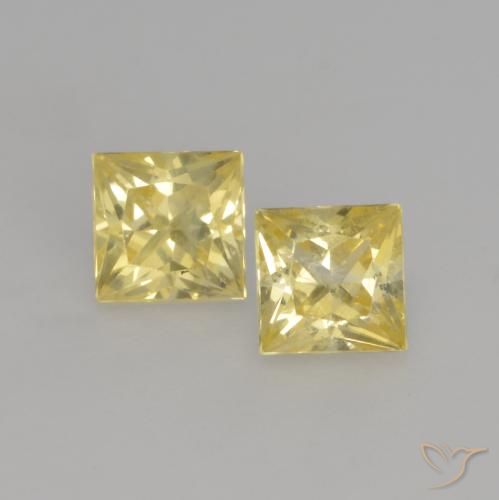 0.64ctw Naturel Jaune Toscane Saphir, Carré, VVS-VS