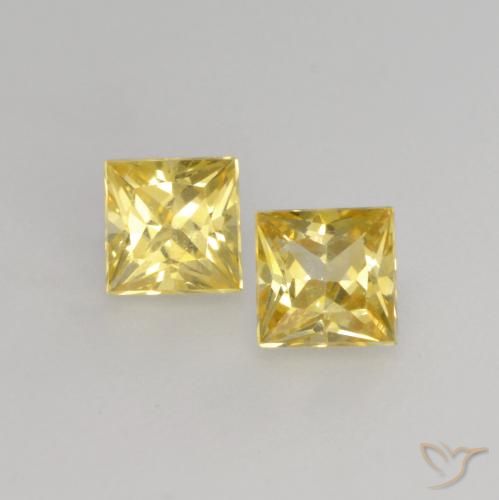 0.53ctw Naturel Jaune Toscane Saphir, Carré, VVS-VS