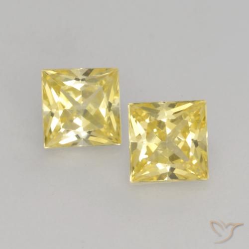 0.71ctw Naturel Jaune moyen-léger Saphir, Carré, VVS-VS