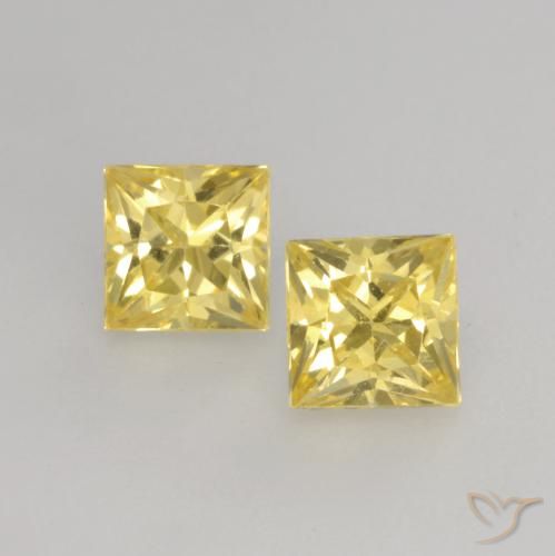 0.69ctw Naturel Jaune moyen-léger Saphir, Carré, VVS-VS