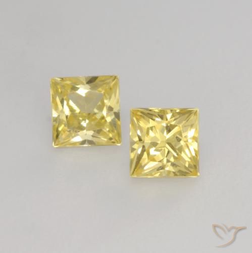 0.51ctw Naturel Jaune Toscane Saphir, Carré, VVS-VS