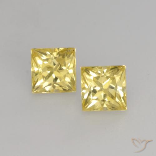 0.57ctw Naturel Jaune moyen-léger Saphir, Carré, VVS-VS