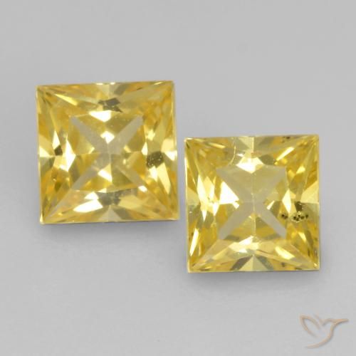 0.64ctw Naturel Jaune foncé Saphir, Carré, VVS-VS