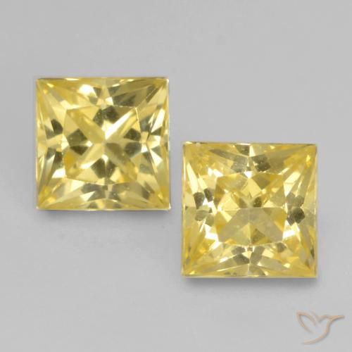 0.71ctw Naturel Jaune Toscane Saphir, Carré, VVS-VS