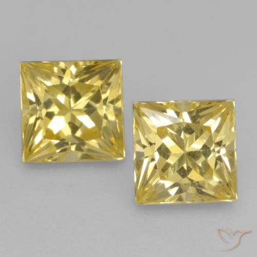 0.73ctw Naturel Jaune moyen Saphir, Carré, VVS-VS