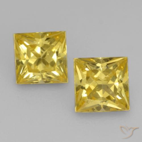 0.68ctw Naturel Jaune moyen Saphir, Carré, VVS-VS