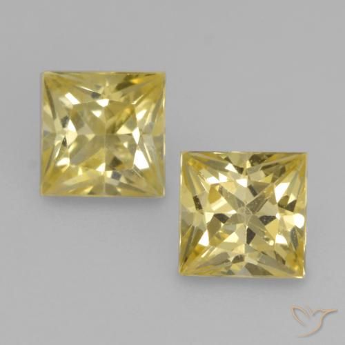 0.59ctw Naturel Jaune moyen-léger Saphir, Carré, VVS-VS