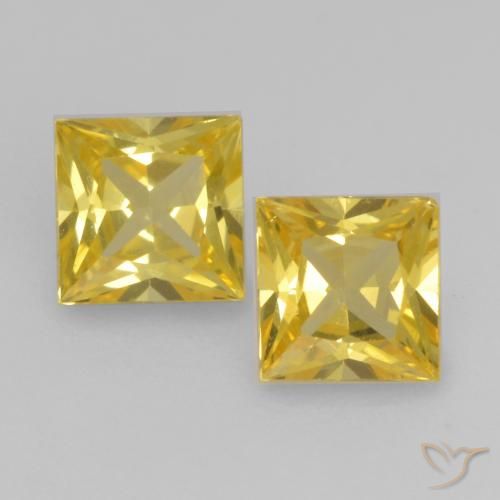 0.55ctw Naturel Jaune moyen Saphir, Carré, VVS-VS