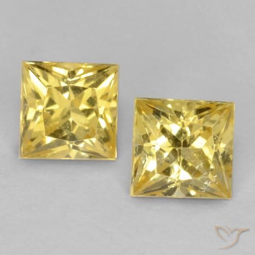 0.68ctw Naturel Jaune Toscane Saphir, Carré, VVS-VS