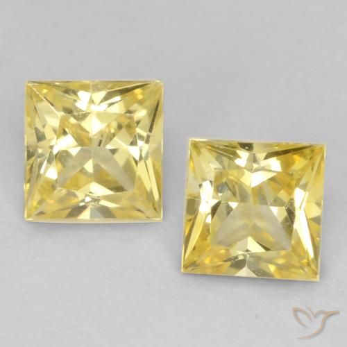 0.70ctw Naturel Jaune moyen Saphir, Carré, VVS-VS