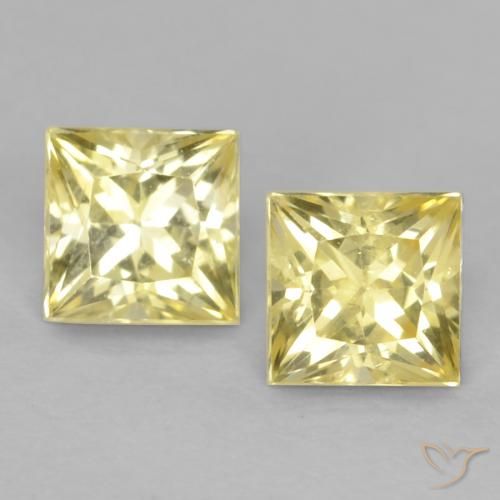 0.77ctw Naturel Jaune moyen-léger Saphir, Carré, VVS-VS