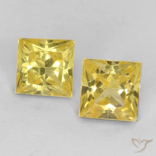 0.61ctw Naturel Jaune moyen Saphir, Carré, VVS-VS
