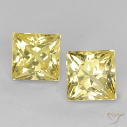 0.70ctw Naturel Jaune Toscane Saphir, Carré, VVS-VS