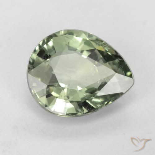 Saphir Medium Light Green naturelle En forme de poire, 0.79 ct, VS