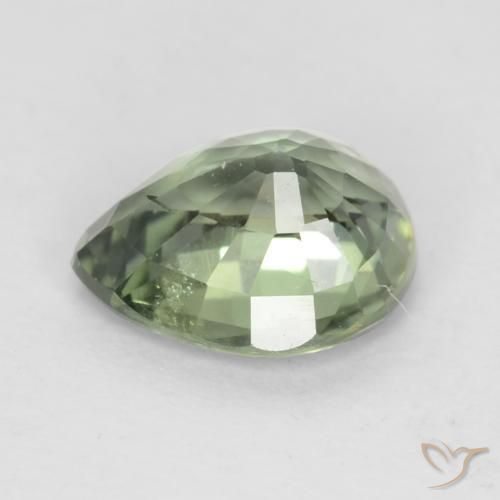 Saphir Medium Light Green naturelle En forme de poire, 0.79 ct, VS