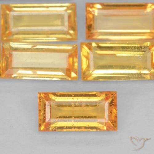 0.44ct Naturel Orange-or Saphir, Baquette, VS
