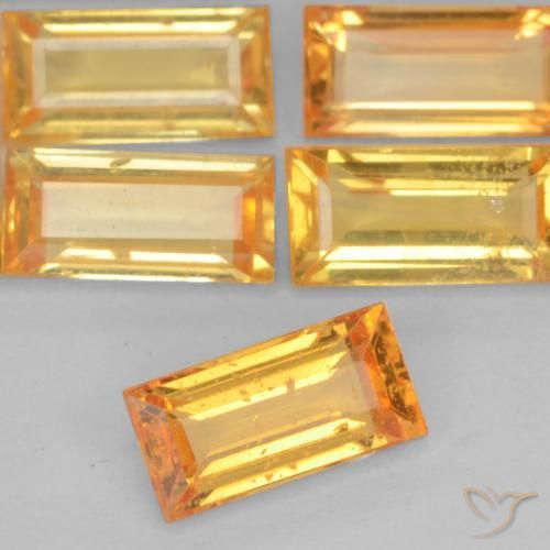 Saphir Orange-or naturelle Baquette, 0.44 ct, VS