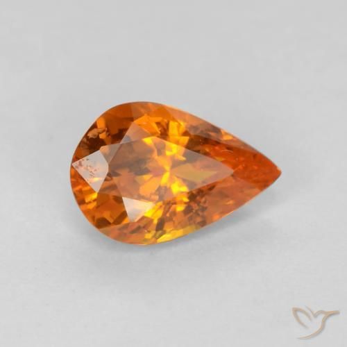 Saphir Orange foncé naturelle En forme de poire, 0.54 ct, VS